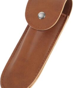 VALICLUD Estuche de Viaje para Maquinilla de Afeitar Marrón de Cuero PU, Resistente a Rayaduras y Protector para Afeitadora Manual en Uso Diario y Senderismo