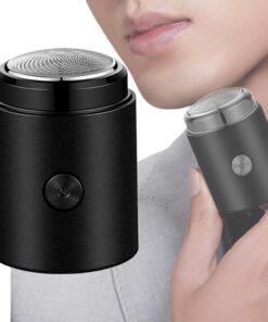 Mini afeitadora eléctrica, portátil eléctrica rotativa para hombre, afeitadora eléctrica inalámbrica recargable por USB, kit de aseo de barba húmeda y seca para el hogar y viajes, mini afeitadora para