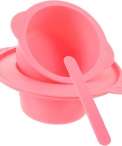 ULTECHNOVO Recipiente de Silicona para Cera 1 Unidad Tamaño Grande Alta Resistencia al Calor para Depilación Femenina en Salones y Uso Doméstico con Aplicador Rosa 400 Ml