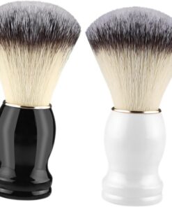 Juego de 2 Brochas para Afeitar y Lavar el Rostro Brochas de Pelo para Hombre Accesorios de Afeitado Manual Colores Negro y Portátiles para Cuidado Facial y Viaje