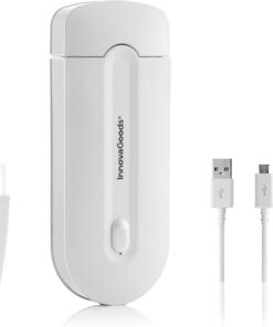 InnovaGoods - Mini Rasuradora Recargable Epiluch con Luz LED, Depilación Indolora y Seca, Compacta y Portátil, Sensor Táctil, Apta Todo Cuerpo, Incluye Cable USB, Blanco, Mini