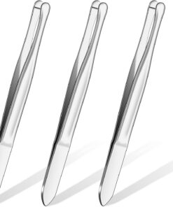 3 pinzas de acero inoxidable de punta redonda para depilación de cejas, herramienta cosmética de maquillaje
