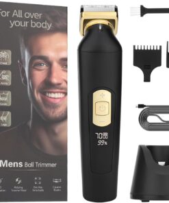 Recortadora de vello corporal e inguinal para hombres, recortadora de vello púbico, eléctrica, inalámbrica, recargable, afeitadora corporal para hombre