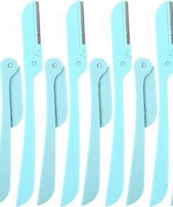Generic 10 Piezas Afeitadora de Cejas Plegable de Acero Inoxidable y Abs para Mujeres, Recortador Portátil para Maquillaje con Protección Cutánea y Diseño Estilizado Verde