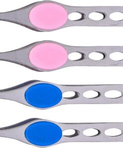 STOBAZA Pinzas para Cejas de Acero Inoxidable 4 Unidades, Colores Surtidos Rosa y Azul, Juego Profesional para Depilación Facial y Recorte Preciso, Herramienta de Belleza para Mujeres