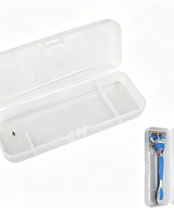 Caja de afeitar transparente blanca para maquinilla de afeitar, protector de plástico para sistema de maquinilla de afeitar manual, accesorios de afeitado