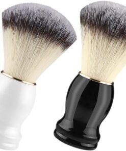 SHINEOFI Brocha de Afeitar para Hombres Cabeza de Fibra Delicada y Espuma, 2 Piezas de Cepillo para Limpieza Facial y Barbería, Diseño Único y Portátil