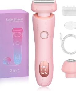 Afeitadora eléctrica 2 en 1 para mujer, sin dolor, para cara, labios, brazos, piernas, axilas, bikini, maquinilla de afeitar para mujer, impermeable y húmeda, recargable por USB, rosa