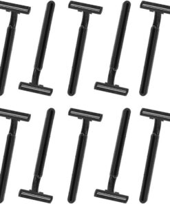 STOBAZA Maquinillas de Afeitar Desechables para Mujer y Hombre, 10 Piezas, Plástico Negro, Diseño Antideslizante, Práctica y Portátil para Depilación Corporal en Viaje
