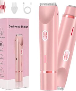 Afeitadora eléctrica 2 en 1, recortadora de bikini portátil para mujer, afeitadora eléctrica recargable de doble cabeza, IPX7, impermeable IPX7, uso húmedo y seco, cortadora para piernas, cuerpo,