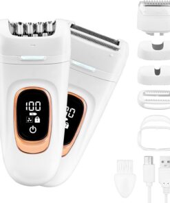 Depiladora 2 en 1 para mujer, 2 velocidades, recargable e inalámbrica, con pantalla LCD, dispositivo de depilación, afeitadora húmeda y seca para cara, piernas, brazos, axilas, bikini
