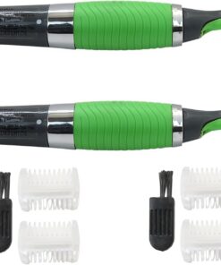 Paquete de 2 recortadoras de precisión para cejas y vello facial para hombres y mujeres, afeitadora eléctrica con agarre antideslizante y LED, indolora para nariz, oreja, barba, peines +