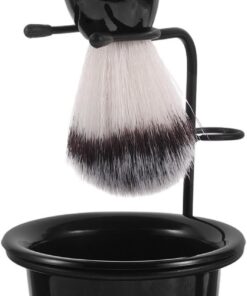 Ciieeo Kit de Afeitado para Hombre Brocha de Afeitar de Nailon Negra con Soporte de Afeitado y Cuenco en Húmedo en Casa Juego de Brocha de Afeitar