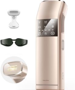 Depilación láser IPL para mujeres y hombres, modo de cuatro pulsos 27J para cabello encarnado y grueso, luces duales de 100 W, depilación permanente sin dolor de enfriamiento por hielo de 1.7 °C para