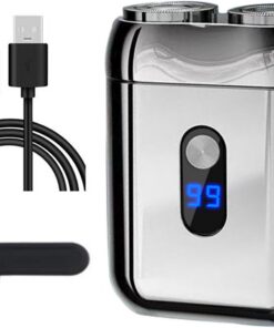 Afeitadora eléctrica eficiente de dos cabezales con carga para hombres, resistente al agua, dispositivo de afeitado portátil