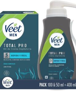 Veet Men Kit de Depilación para Zonas Íntimas del Cuerpo, 100 ml + 50 ml, + Veet Men Crema Depilatoria Corporal para Hombre, 400ml