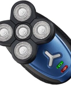 Afeitadora Eléctrica Negra Recargable Resistente al Agua Abs Metal | Cabezal de Cuatro Cuchillas Giratorias, Estructura de Doble Anillo Corte Limpio, para Uso Diario