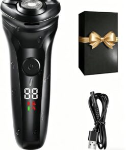 Afeitadoras eléctricas para hombre, maquinilla de afeitar eléctrica inalámbrica con 90 minutos de tiempo de funcionamiento, 3 cuchillas flexibles giratorias de doble pista e impermeable IPX5