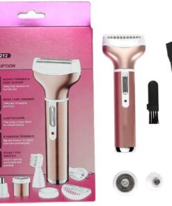 Kit de aseo portátil para mujer - 4 en 1 Kit de aseo portátil para mujer Mini juego de cortador de afeitado eléctrico para mujer(ORO ROSA)