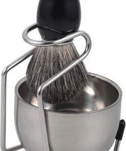 Juego de Afeitado para Hombre con Brocha, Cuenco para Espuma y Soporte de Acero Inoxidable, Uso en Barbería y Hogar, 1 Set