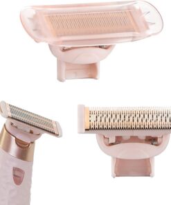 2 cabezales de repuesto para maquinilla de afeitar Finishing Touch Flawless Nu | Cuerpo chapado con cubiertas para mujer, cabeza depiladora de oro rosa