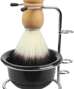 STOBAZA Brocha de Afeitar de Kit de Afeitado para Hombre 1 Set y Cuenco Soporte Incluido Diseño Ergonómico que Produce Espuma Abundante en Día del Padre o Cumpleaños Adecuado para Obsequio