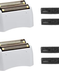Paquete de 2 láminas de repuesto y cortadores de afeitadora Pro compatibles con Andis #17155 y #17150 Shaver Pro Foil (dorado)