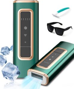 Dispositivo de depilación láser IPL con refrigeración por hielo para mujeres y hombres en casa, flash infinito, depiladora indolora para cara, axilas, brazos, línea de bikini, piernas (verde)