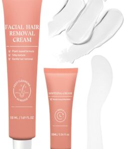 Crema Depilatoria 50 ml con Loción Calmante y Espátula | Crema Facial para Vello de Mujer para Labio Mentón Mejilla Piel Sensible Viaje Verano