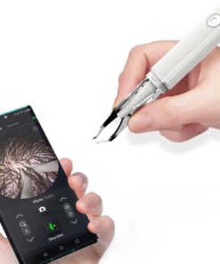 Pinzas de depilación visual con cámara de 1080p, luz LED, pinzas de precisión recargables por USB WiFi, para cabello blanco, vello de orejas, cejas, pestañas (blanco)