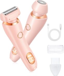 Recortadora de bikini para mujer, maquinilla de afeitar eléctrica para mujer, doble cabeza, doble propósito, maquinilla de afeitar impermeable, recortadora de pelo de hoja de cerámica, uso húmedo y