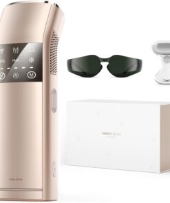 Depilación láser IPL con enfriamiento por hielo de 1.7 °C, dispositivo de depilación de cuatro pulsos 27J para cabello encarnado y grueso, luces duales de 100 W, depilación indolora para mujeres y