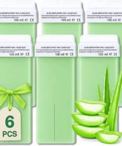 LALILL Cera Depilatoria Roll-on con Aloe Vera 100ml x6 – Cartuchos de Cera Caliente Natural – Para Piernas, Axilas, Cara, Labio – Unisex, Profesional y Uso en Casa