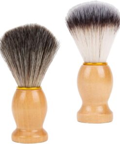 Brocha de Afeitar 2 Piezas de Nylon y Madera para Barbero | Uso Doméstico Peluquería, Fácil de Llevar, Limpieza Sencilla, Cepillo para Vello Facial Masculino