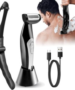 Zunate Afeitadoras multifuncionales de pecho y espalda para hombres, maquinilla de afeitar de uso en seco y húmedo, mango extraíble de alcance extremo, afeitadoras de gran alcance