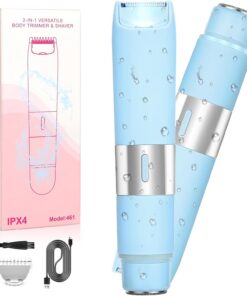 Qreeyx Afeitadora eléctrica de doble cabeza para mujer, IPX4, impermeable, uso en seco y húmedo, recortadora corporal para cara, labios, barbilla, axilas, piernas, 80 minutos de funcionamiento, apto