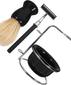 Healeved Kit de Manual para Hombre con Brocha y Soporte Cuenco Ergonómico para Jabón y Cuchillas de Recambio Set Cinco para Uso Diario y Barbería