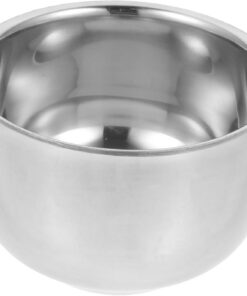 GANAZONO Taza de Afeitar Portátil de Metal Reutilizable para Hombres | Aluminio y Acero 304, Acabado Plata y Superficie Lisa, Uso en Salones y Hogares