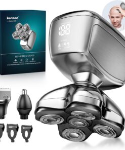 Kensen Afeitadora Cabeza Hombre 3 en 1 con Cabezales Magnéticos 5D | IPX6 Impermeable Maquina Afeitar Cabeza para Calvo, Cortapelos y Nariz, Afeitado en Seco y Húmedo, Carga USB-C