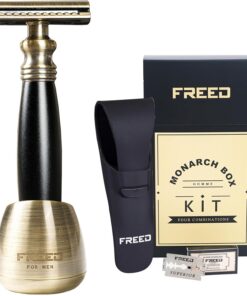 FREED Juego de 4 piezas para hombre: maquinilla de afeitar de seguridad de doble borde con mango de aleación que incluye 10 cuchillas de acero inoxidable japonés 6cr13, es el mejor regalo para