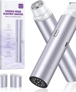 Recortadora de bikini para mujer, afeitadora facial de doble cabeza, recortadora de vello corporal, IPX7 impermeable, maquinilla de afeitar eléctrica para piernas, morado claro
