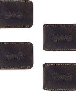 Hide & Groom, Juego de 4 fundas protectoras de cabeza de afeitar de doble filo para padrinos de boda, funda de viaje de afeitado, cuero de grano completo, hecho a mano, color marrón bourbon