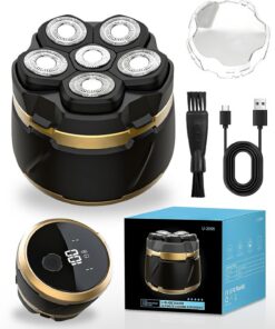 Afeitadora de cabeza 6D para hombre, impermeable, flexible en seco y húmedo, para hombres calvos con pantalla LED, afeitadora recargable USB-C para viajes y uso doméstico, regalo para hombres