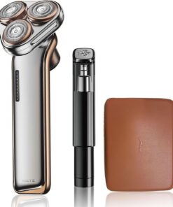 Skyworth Metz Sword Máquina Afeitar Eléctrica Hombre, Afeitado Seco Húmedo Impermeable IPX7, 15×3 Cuchillas Autoafilables, Motor 7700 RPM, Carga Rápida 1.5h USB-C, Autonomía 60 min