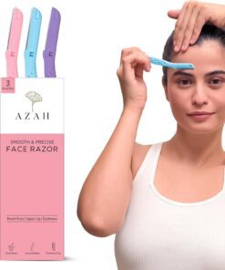 Azah Maquinilla de afeitar facial para mujer [Paquete de 3] | Maquinillas de afeitar faciales instantáneas e indoloras para mujeres | Perfecto para cejas, labio superior y barbilla | Ideal para todo