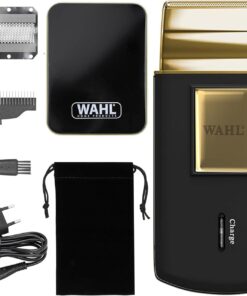 Wahl Travel Shaver Gold Edition Afeitadora eléctrica sin cable y recargable para hombre, óptimo para viajar, para cortar el pelo y la barba, compacta y portátil, Oro