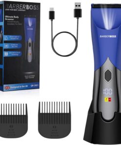 BarberBoss afeitadora corporal masculina, recortadora de vello íntimo recargable para ingles y vello púbico, herramienta cuidado suave, máquina depilar hombre, resistente al agua