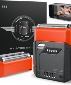 Afeitadora eléctrica de aluminio para viajes USB-C de carga rápida, IPX7 impermeable, inalámbrica, afeitadora facial portátil con funda de viaje y cabezal de repuesto, diseño compacto para hombres