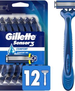 Gillette Sensor3 Comfort - Maquinillas de afeitar desechables para hombre, 12 maquinillas de afeitar