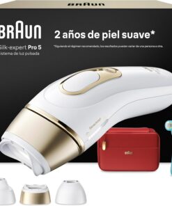 Braun Depiladora Luz Pulsada Silk·expert Pro 5, PL5321, Blanco/Oro | IPL, Depilación Láser en Casa, Eliminación del Vello, Depiladora Laser con Cabezal de Precisión Y Accesorios
